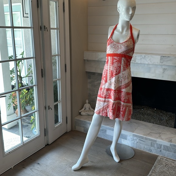 Patagonia Red Floral Oganic Cotton Stretchy Halter Dress Size XS - Picture 2 of 10